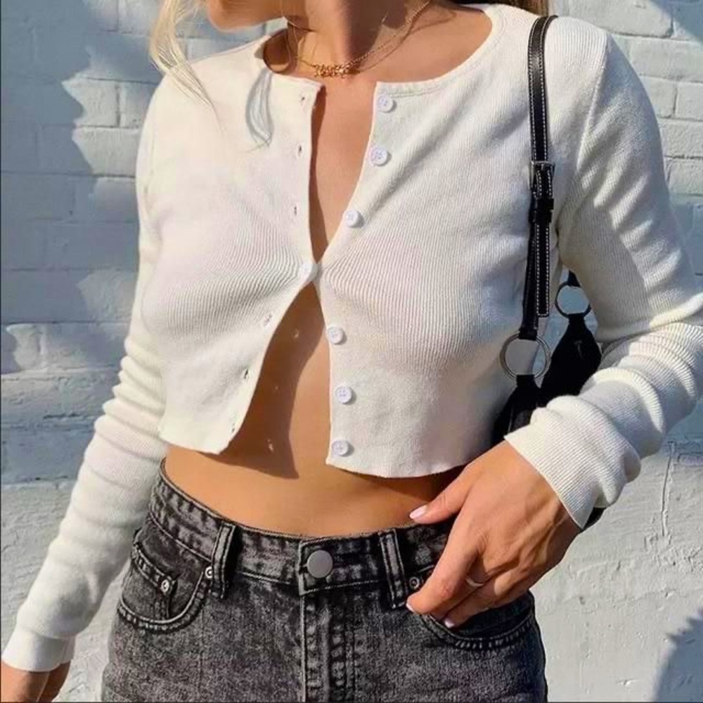 Princess Polly White Cropped Sweater
